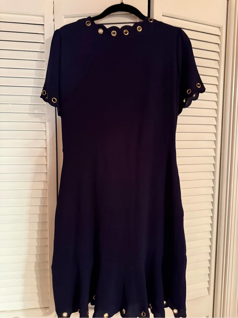Michael Kors Navy Eyelet-Decor Lace-Up Mini Dress